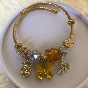 Gold Adjustable Bracelet With Yellow charms